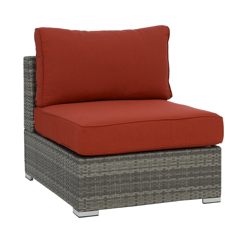 Red Wicker-Fabric Outdoor Sofa Three Piece D3083